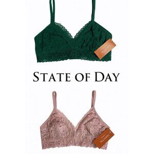 State of Day Lace Bralette Bundle XS Green & Light Lavender Wireless Stretch